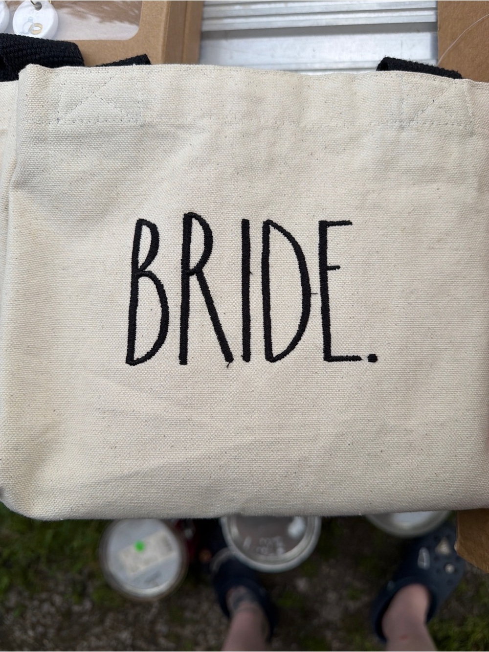 Set of TWO authentic Rae Dunn Artisan Collection "BRIDE." canvas tote bags!